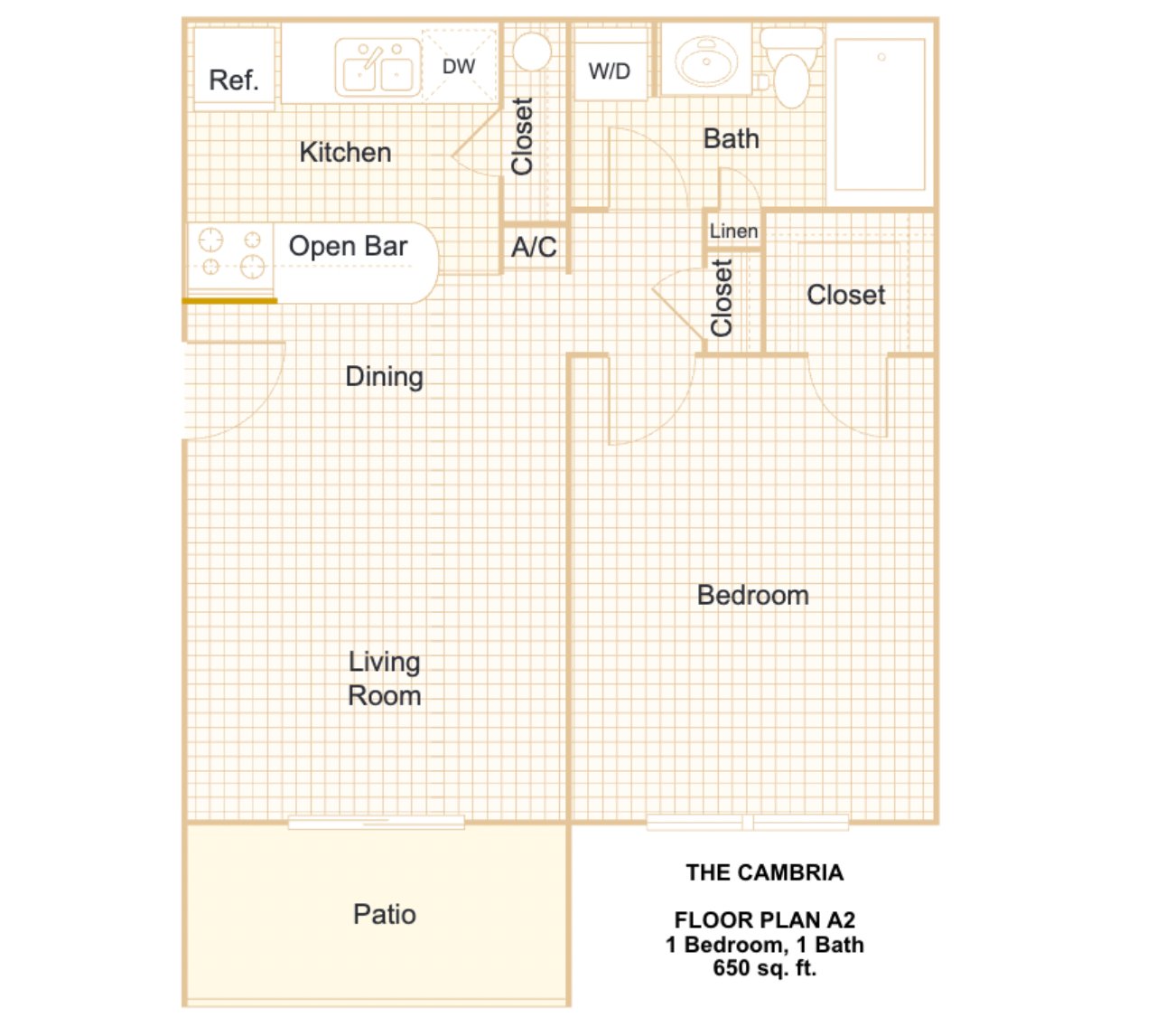 Large 1\/1 Bdr Upstairs floorplan layout
