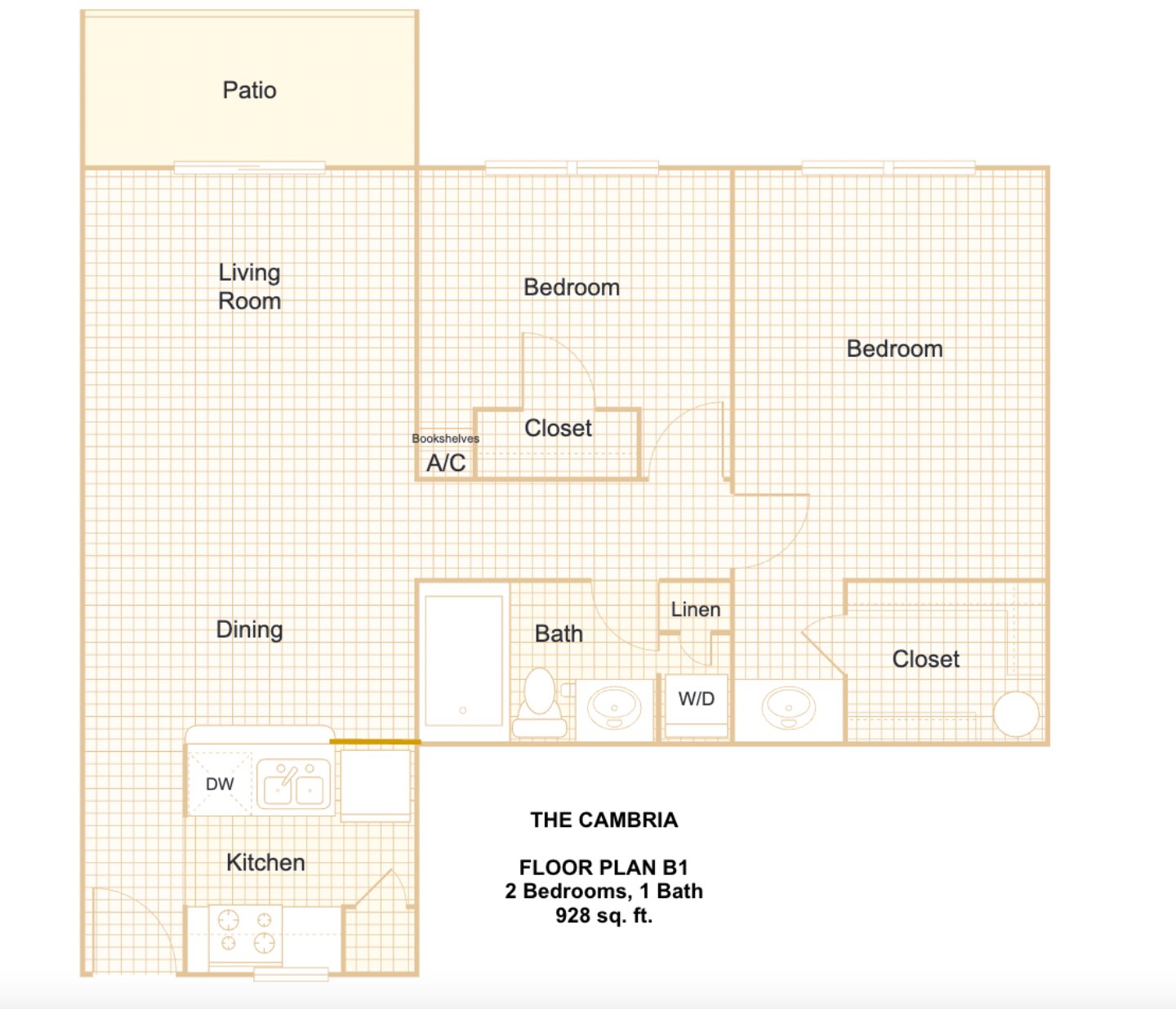 Small 2\/1 Bdr Downstairs floorplan layout