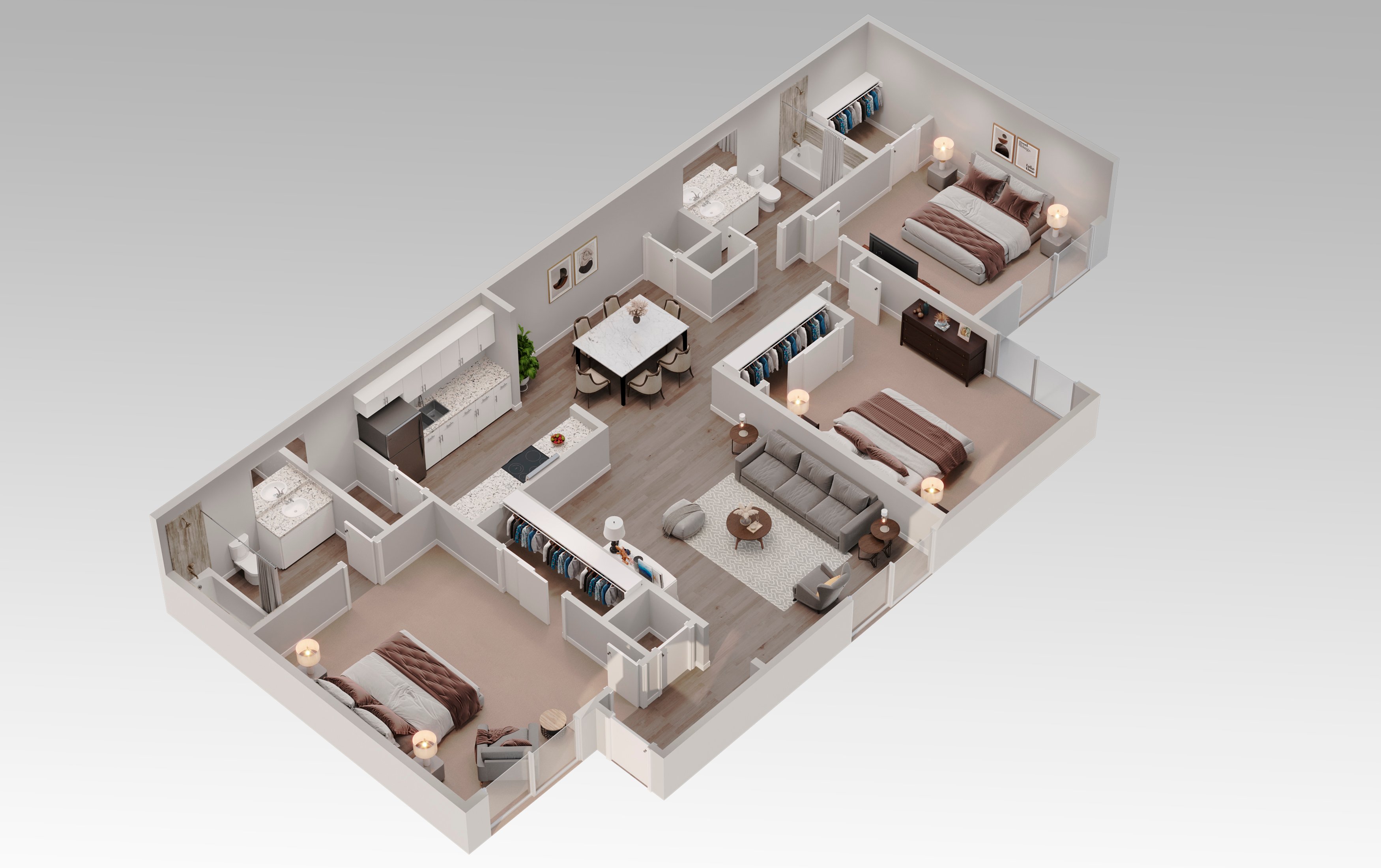 3 bedroom 2 bath floorplan layout