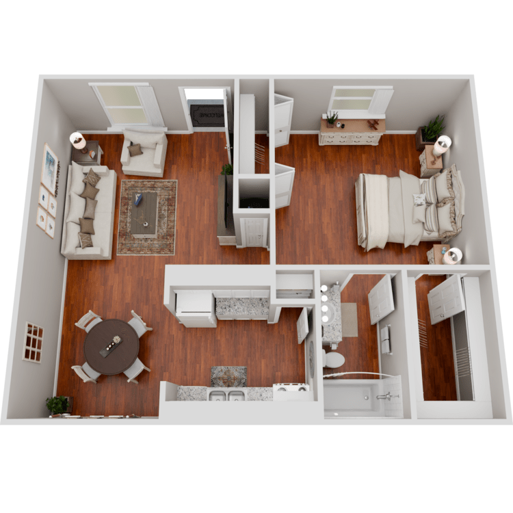 1 Bed 1 Bath A floorplan layout