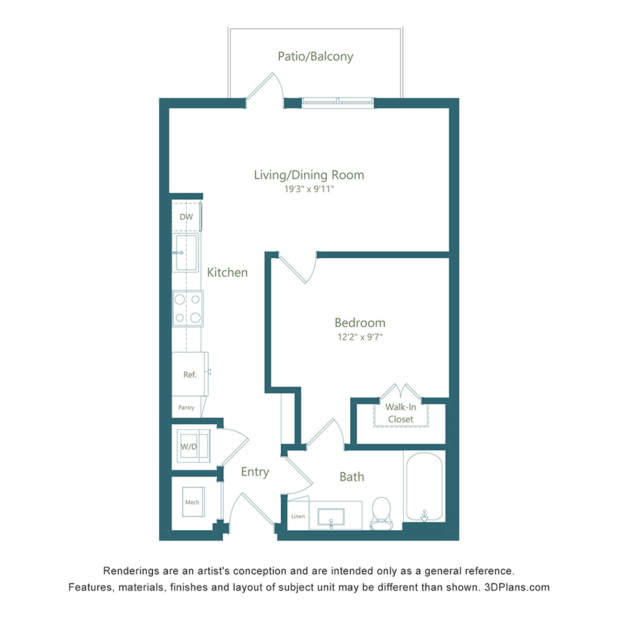 S2 | Studio - Color Scheme 2 floorplan layout