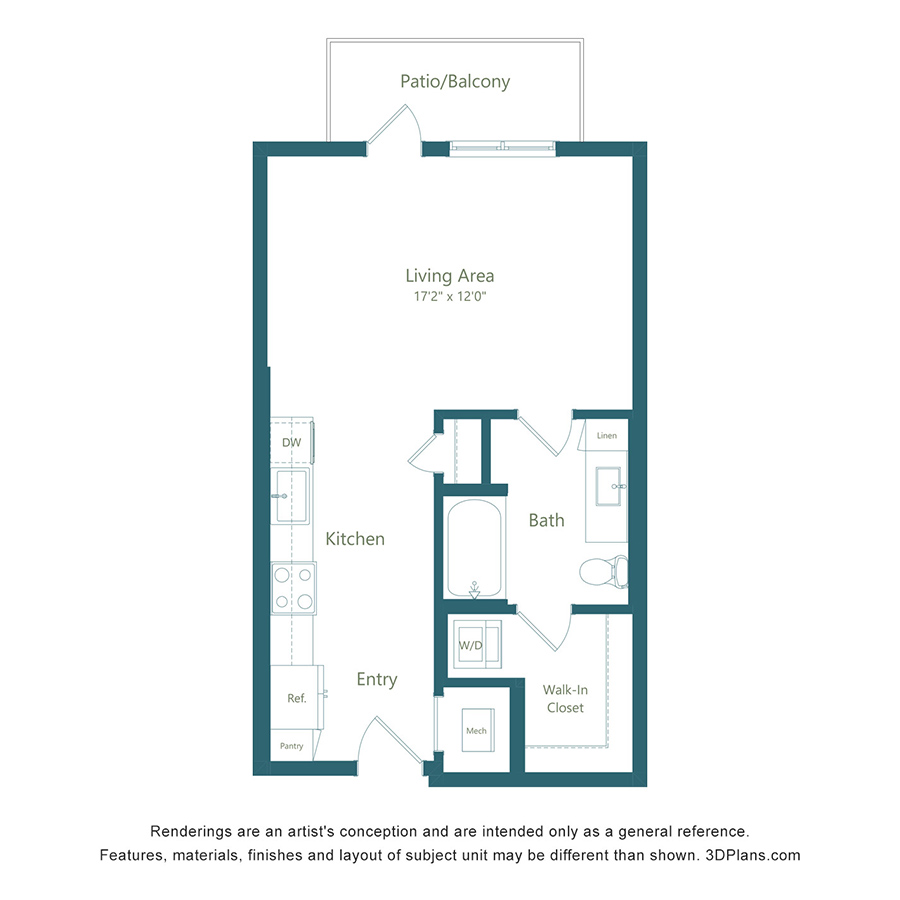 S1 | Studio - Color Scheme 1 floorplan layout