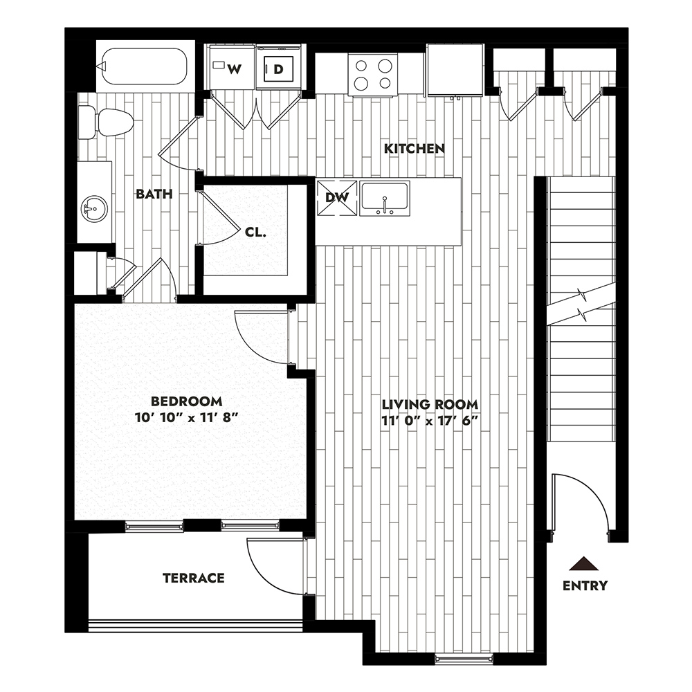 1B floorplan layout