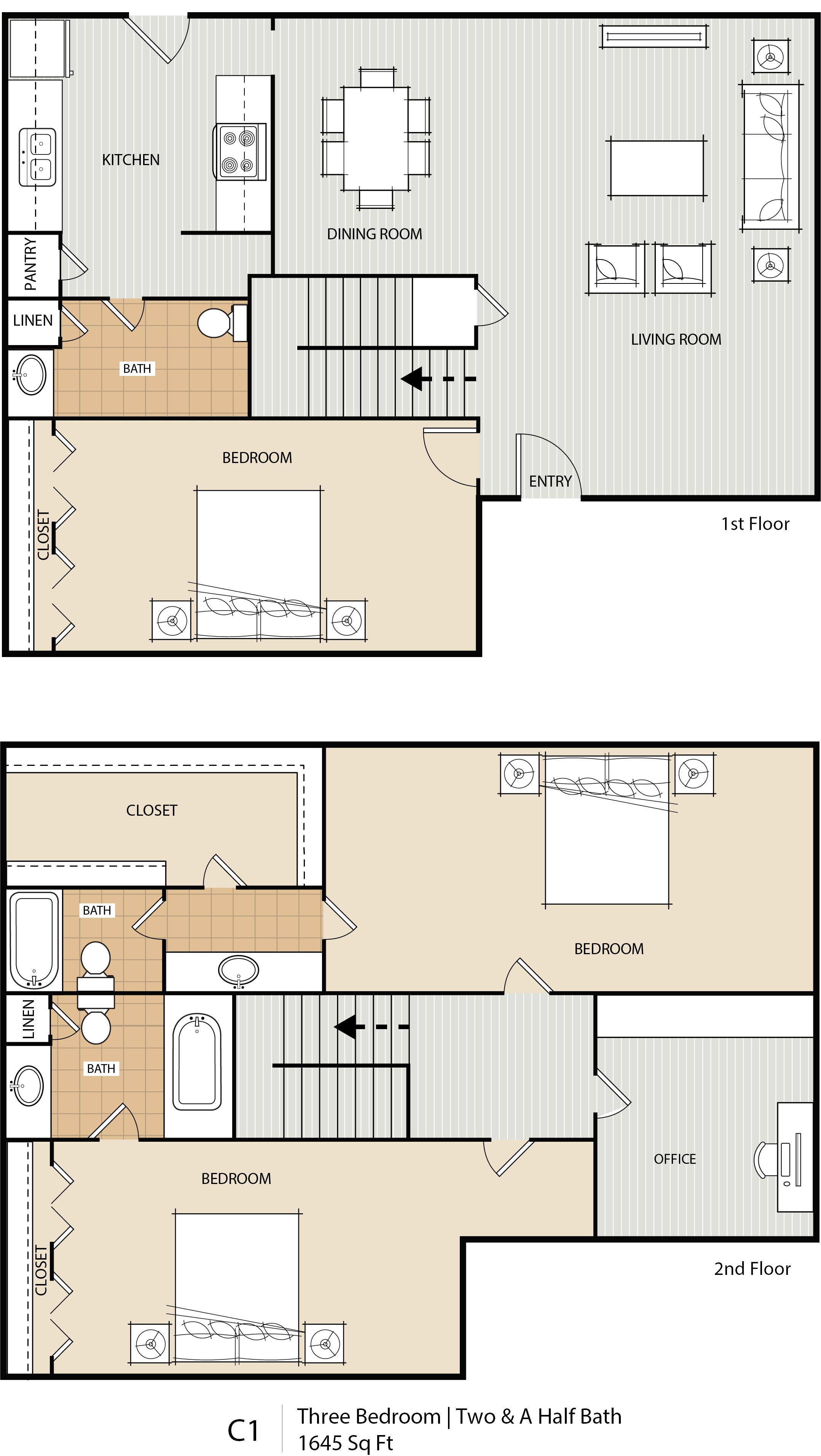 3 bed \/ 2.5 bath floorplan layout