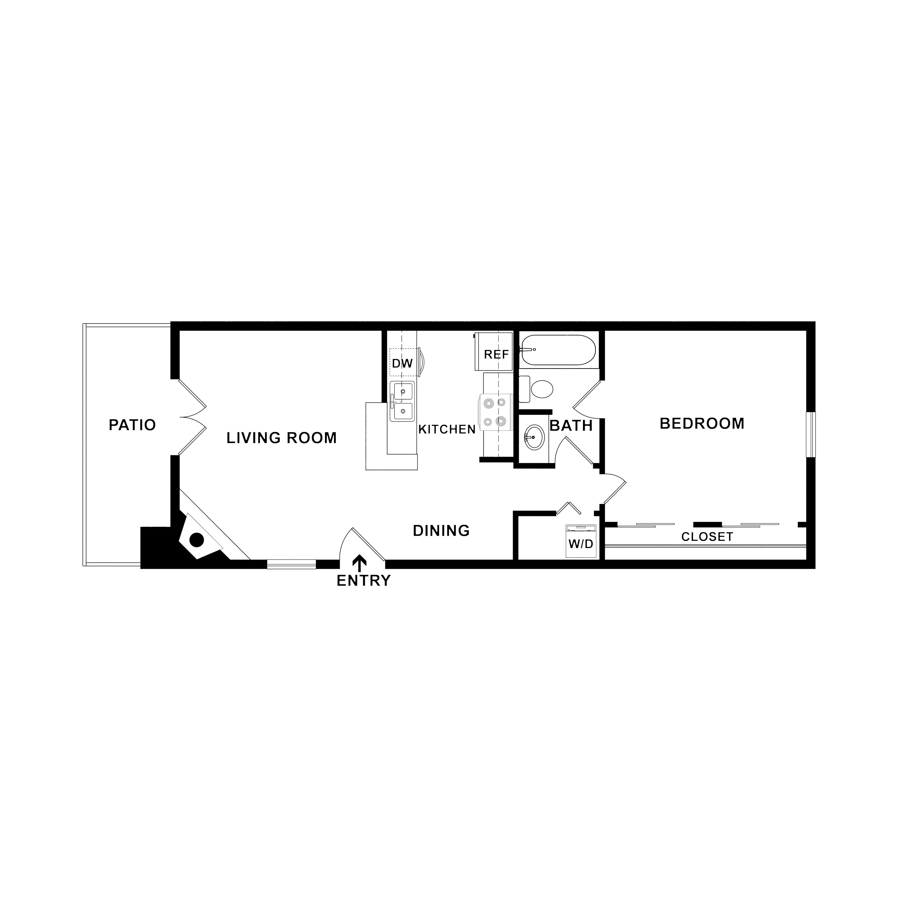 1x1 floorplan layout