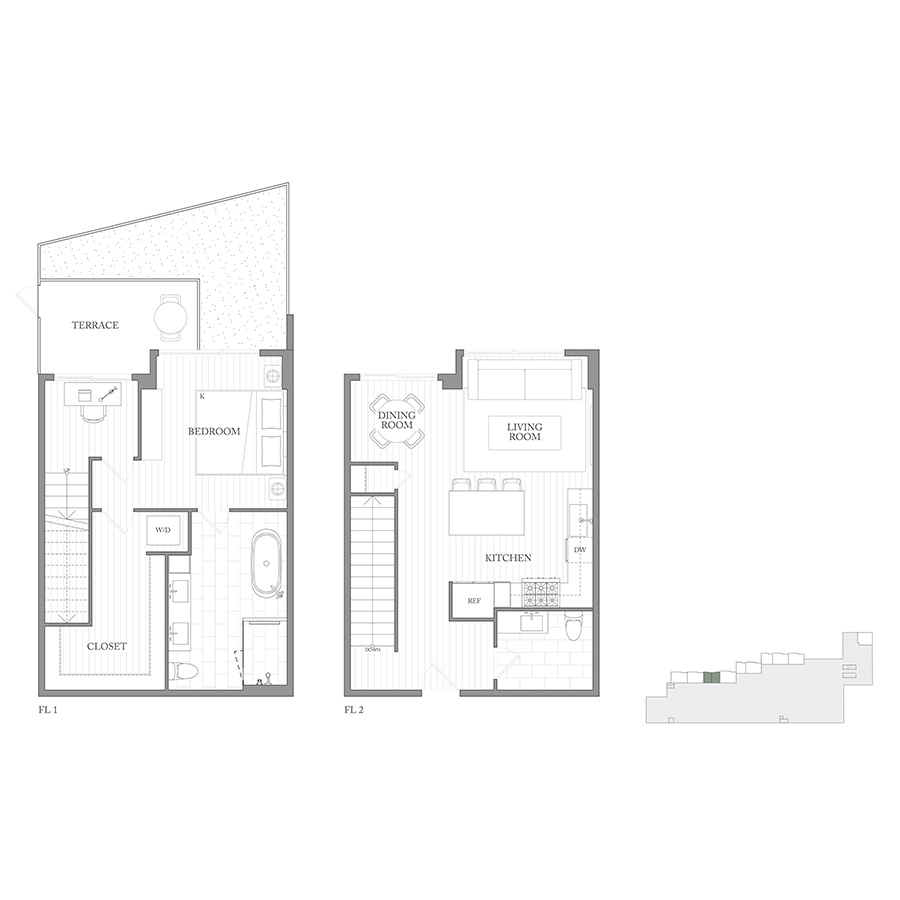 Townhouse 1L floorplan layout