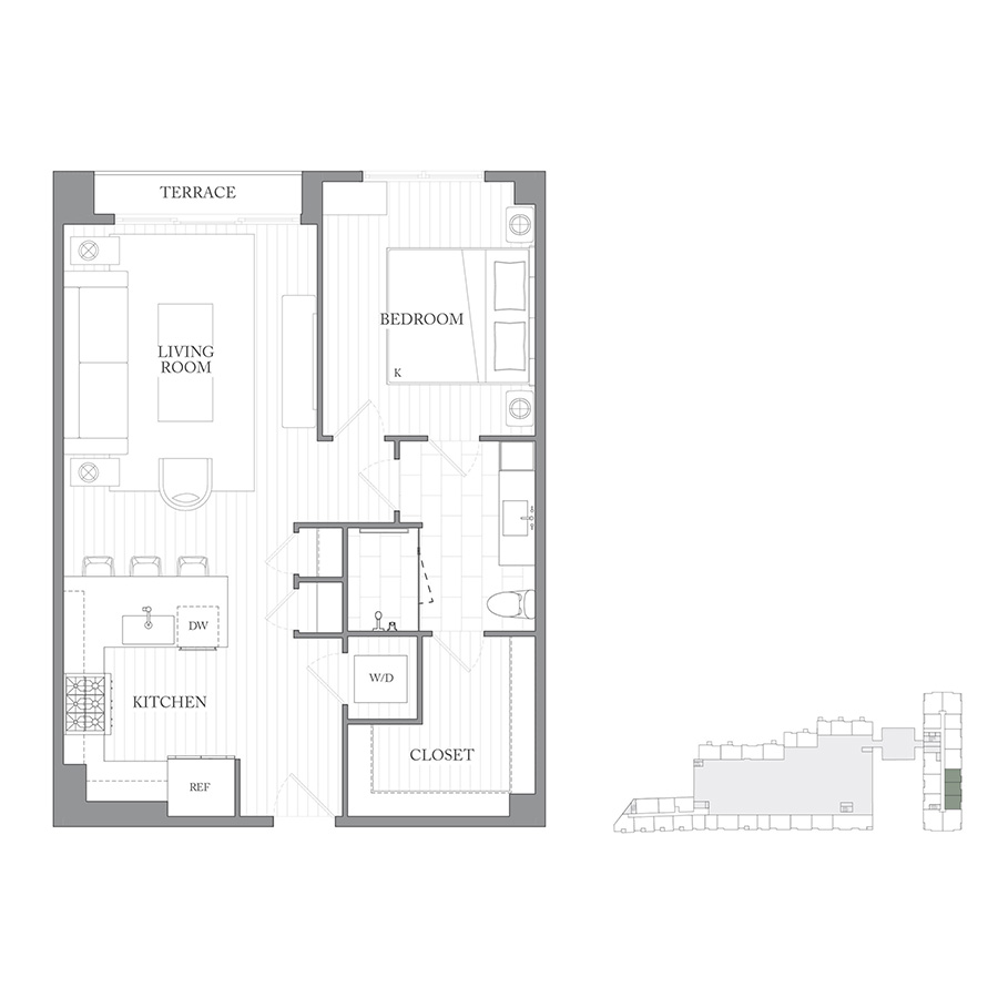 Penthouse 1B floorplan layout