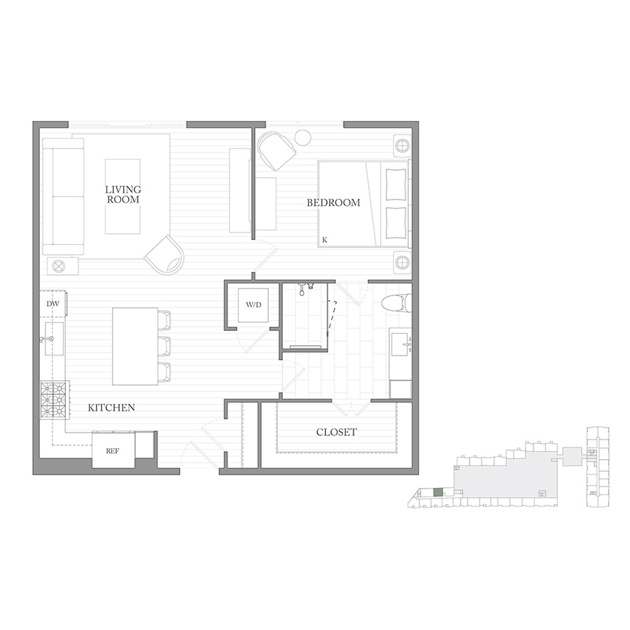Residence 1R floorplan layout