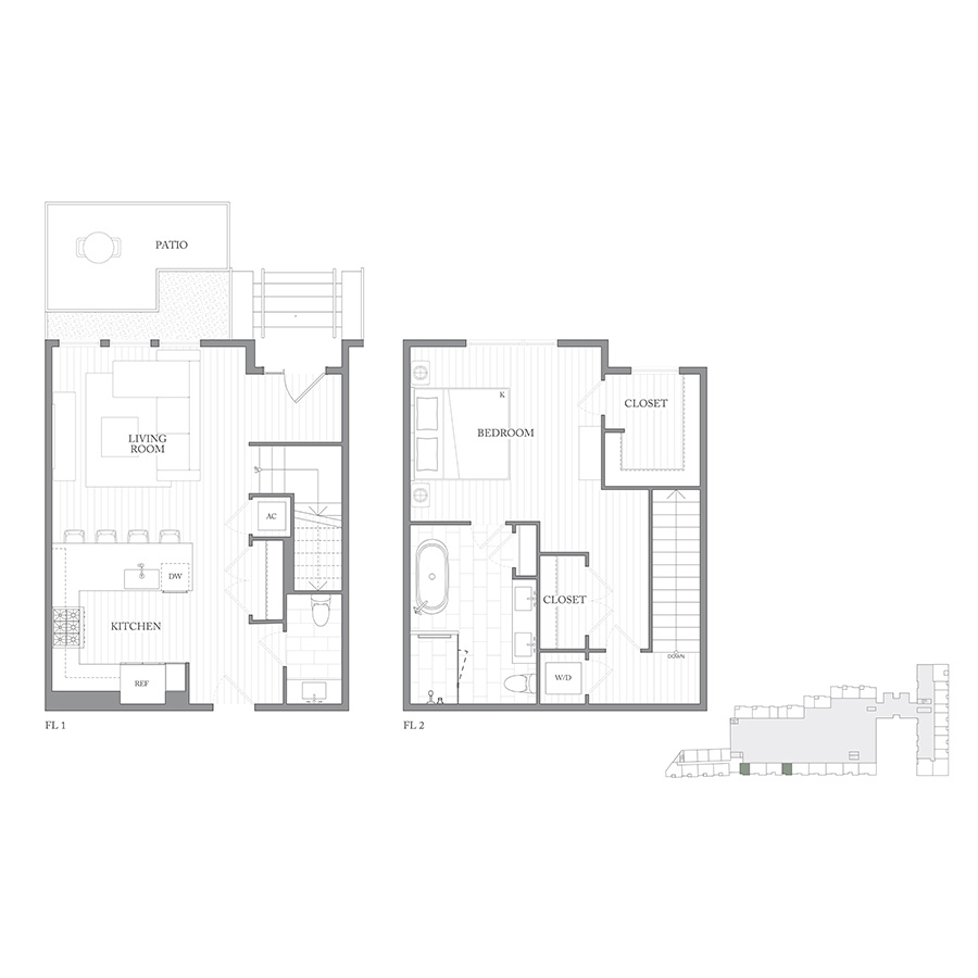 Townhouse 1P floorplan layout