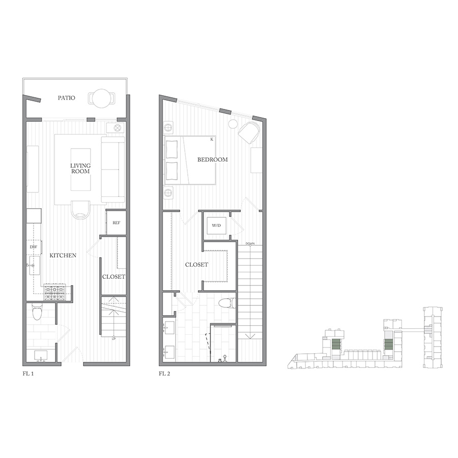 Townhouse 1W floorplan layout