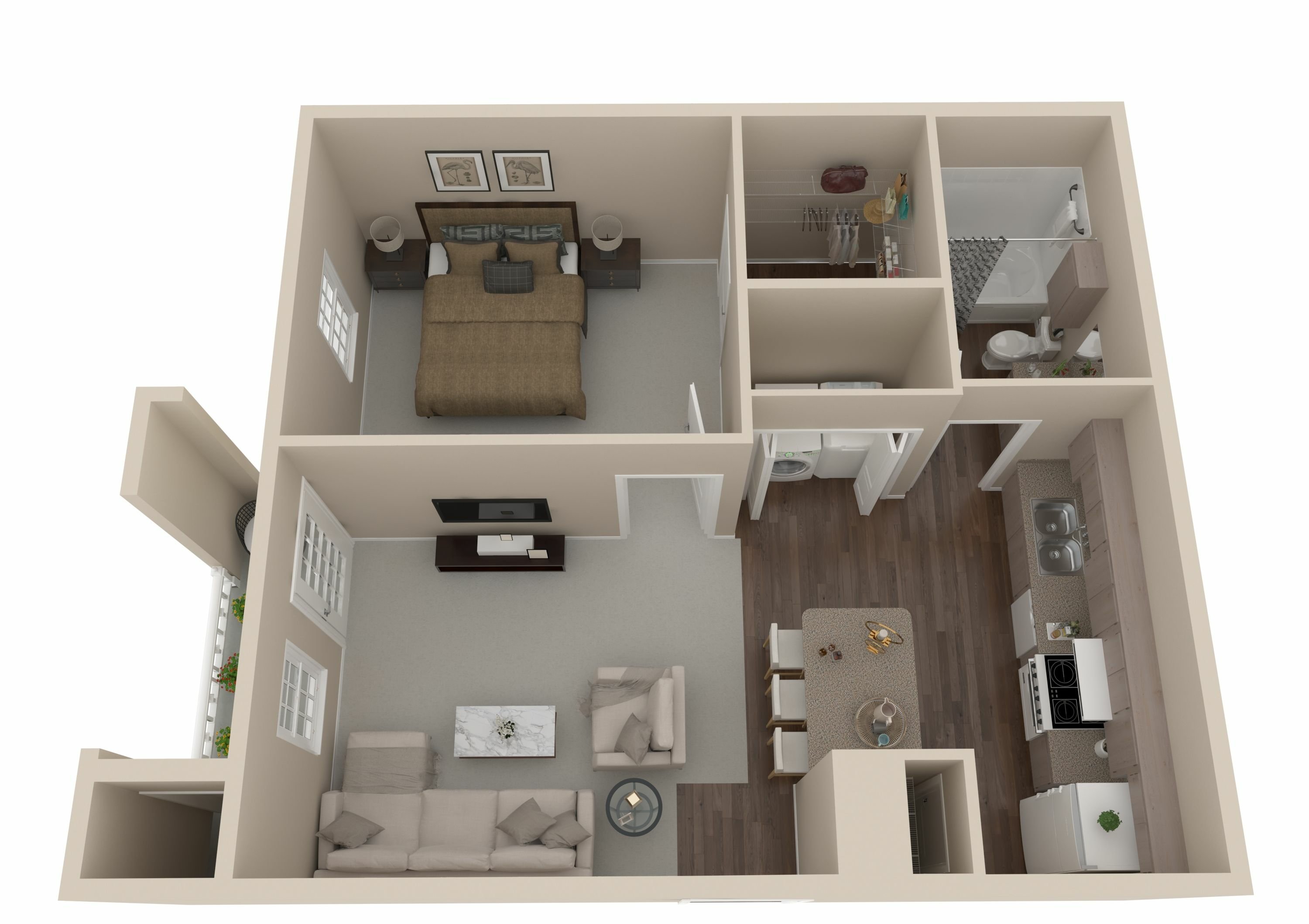 1x1-1B60B floorplan layout