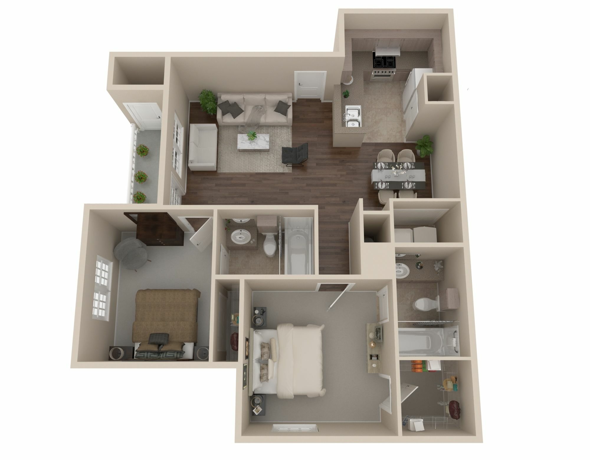 2x2-2B60 floorplan layout