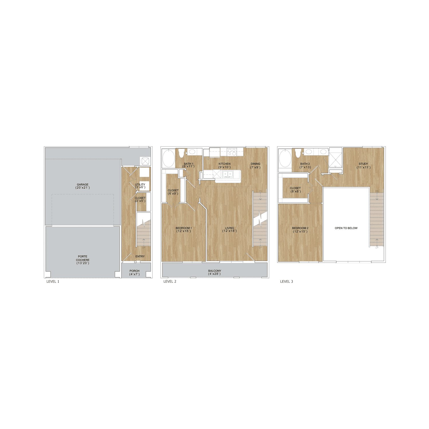 C1-Townhome floorplan layout
