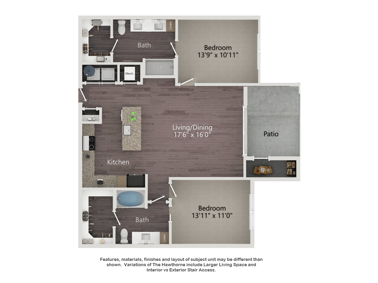 The Hawthorne floorplan layout