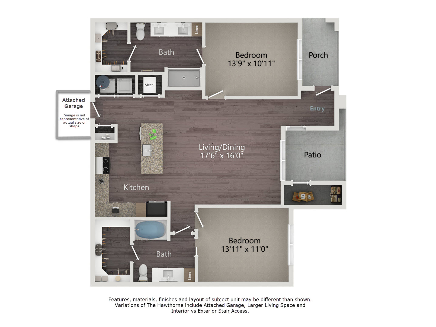 The Hawthorne Attached Garage floorplan layout