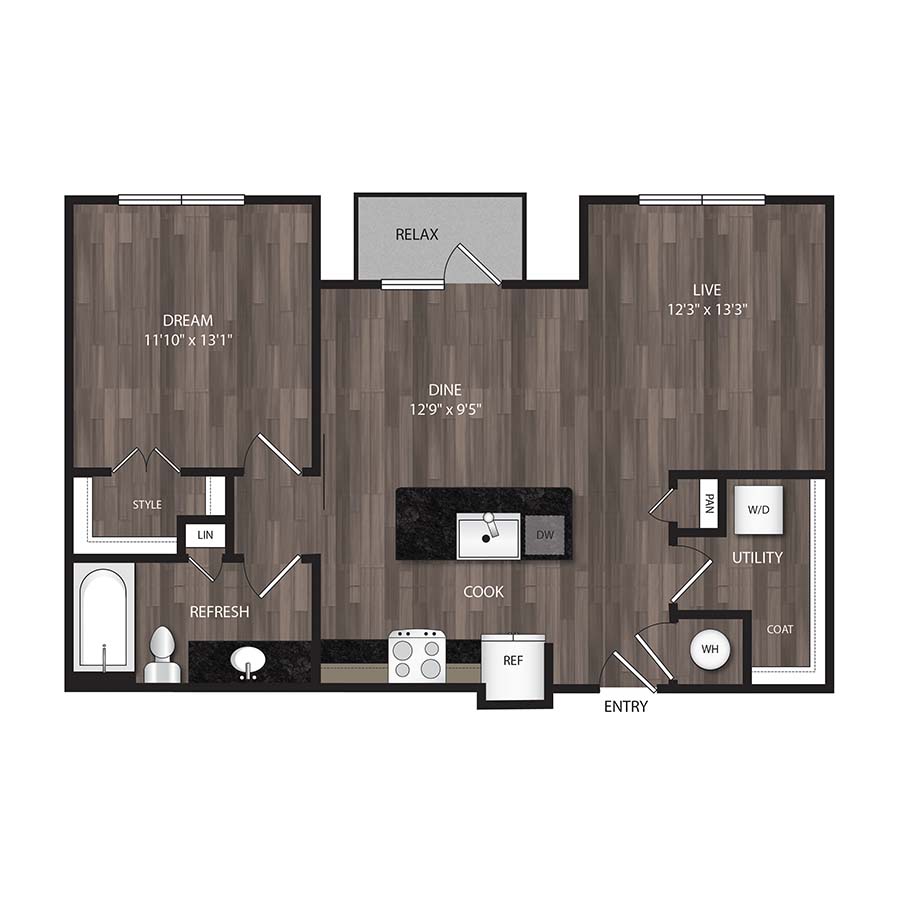 A2 - 1X1 floorplan layout