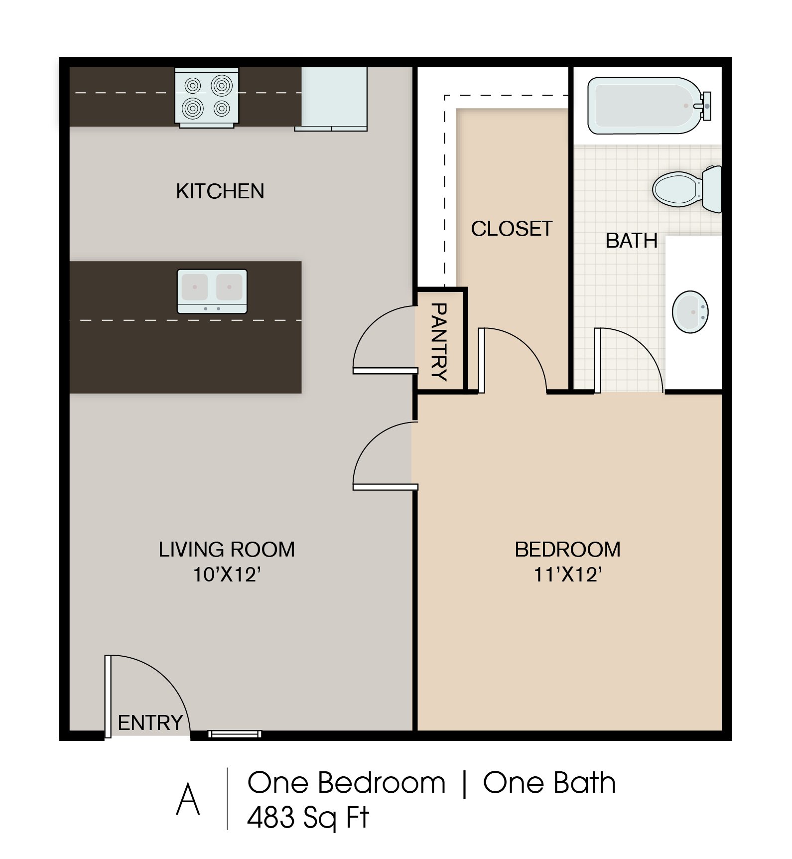 1x1 floorplan layout