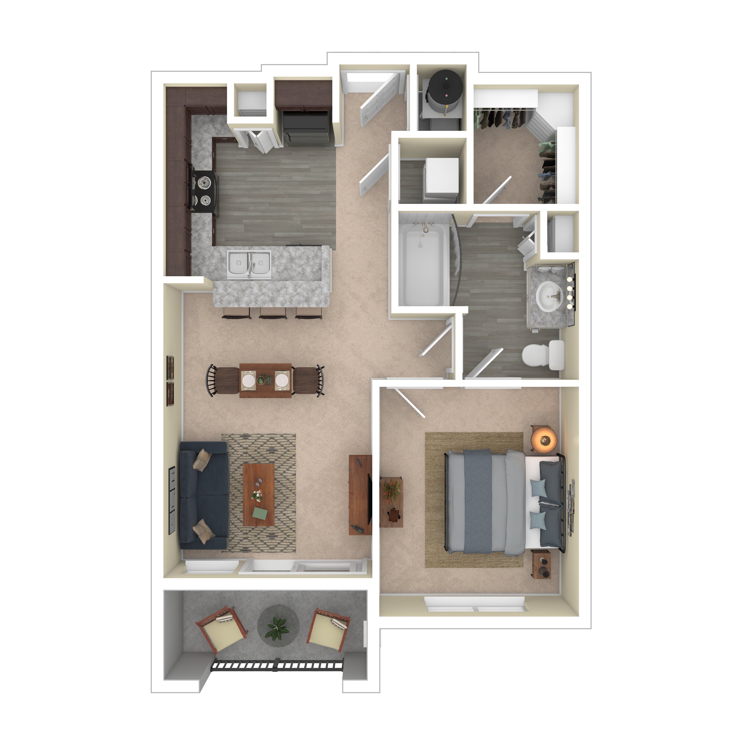 1x1 floorplan layout