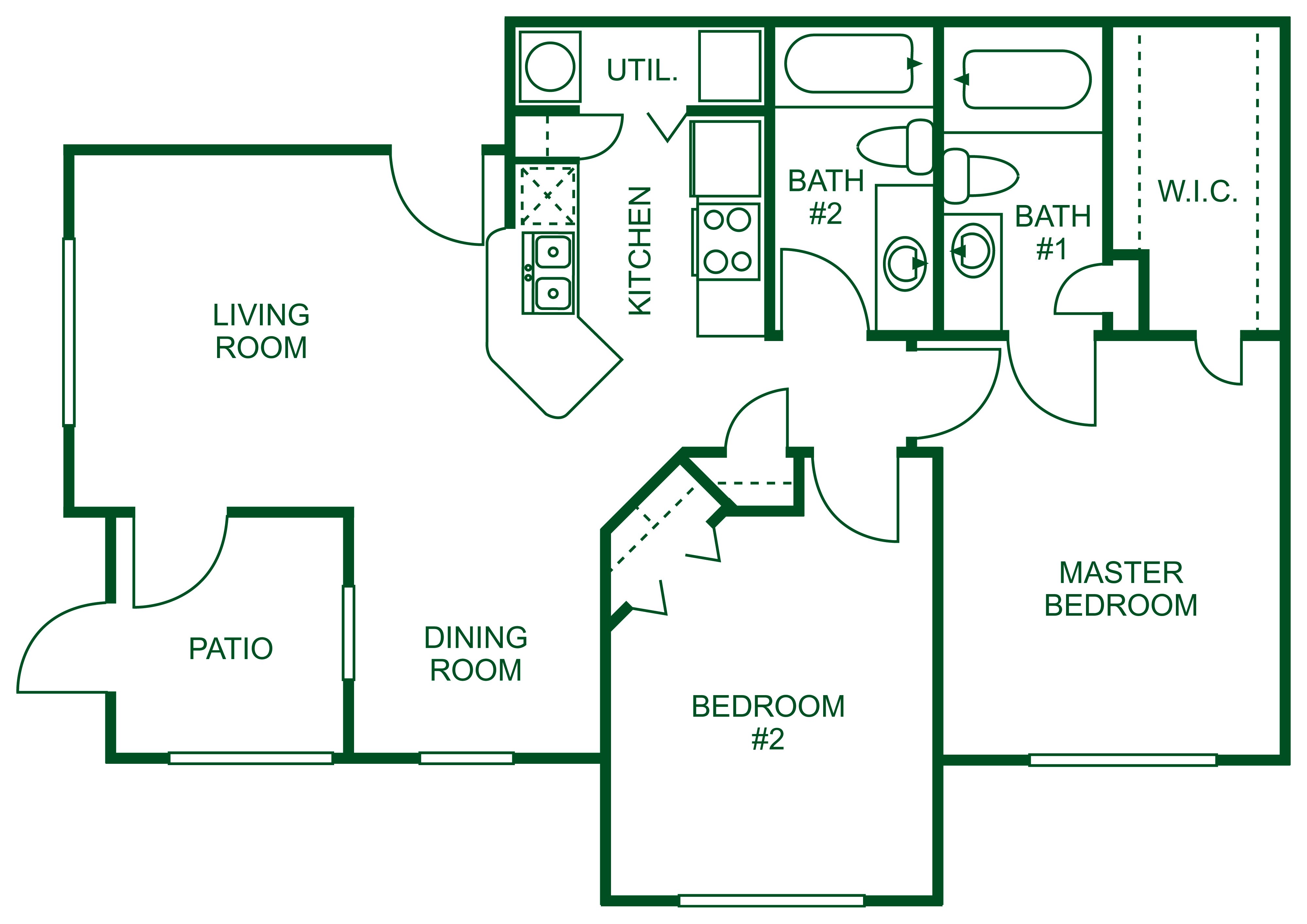 Two Bedroom Two Bathroom-B 60 floorplan layout