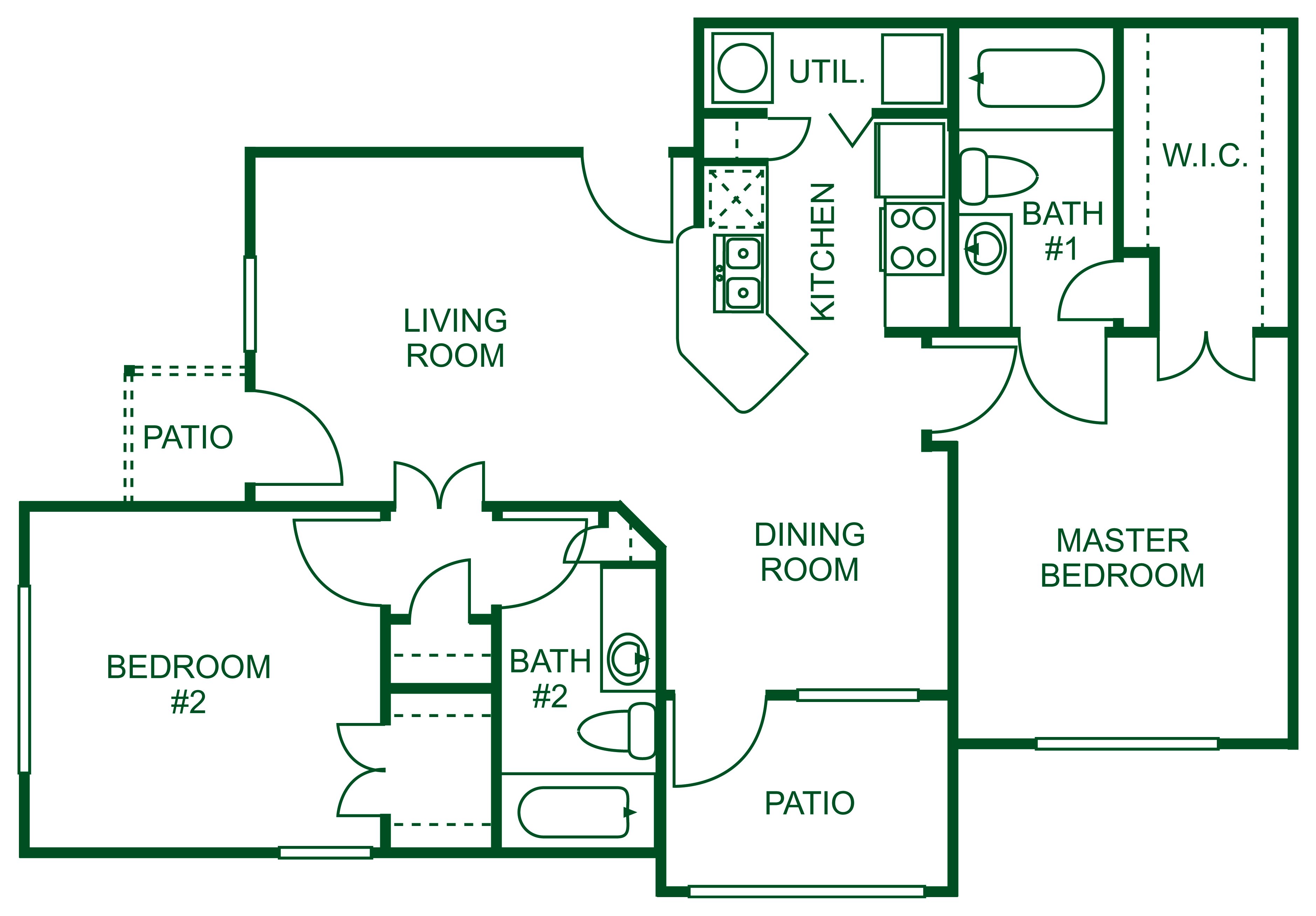 Two Bedroom Two Bathroom-C 60 floorplan layout