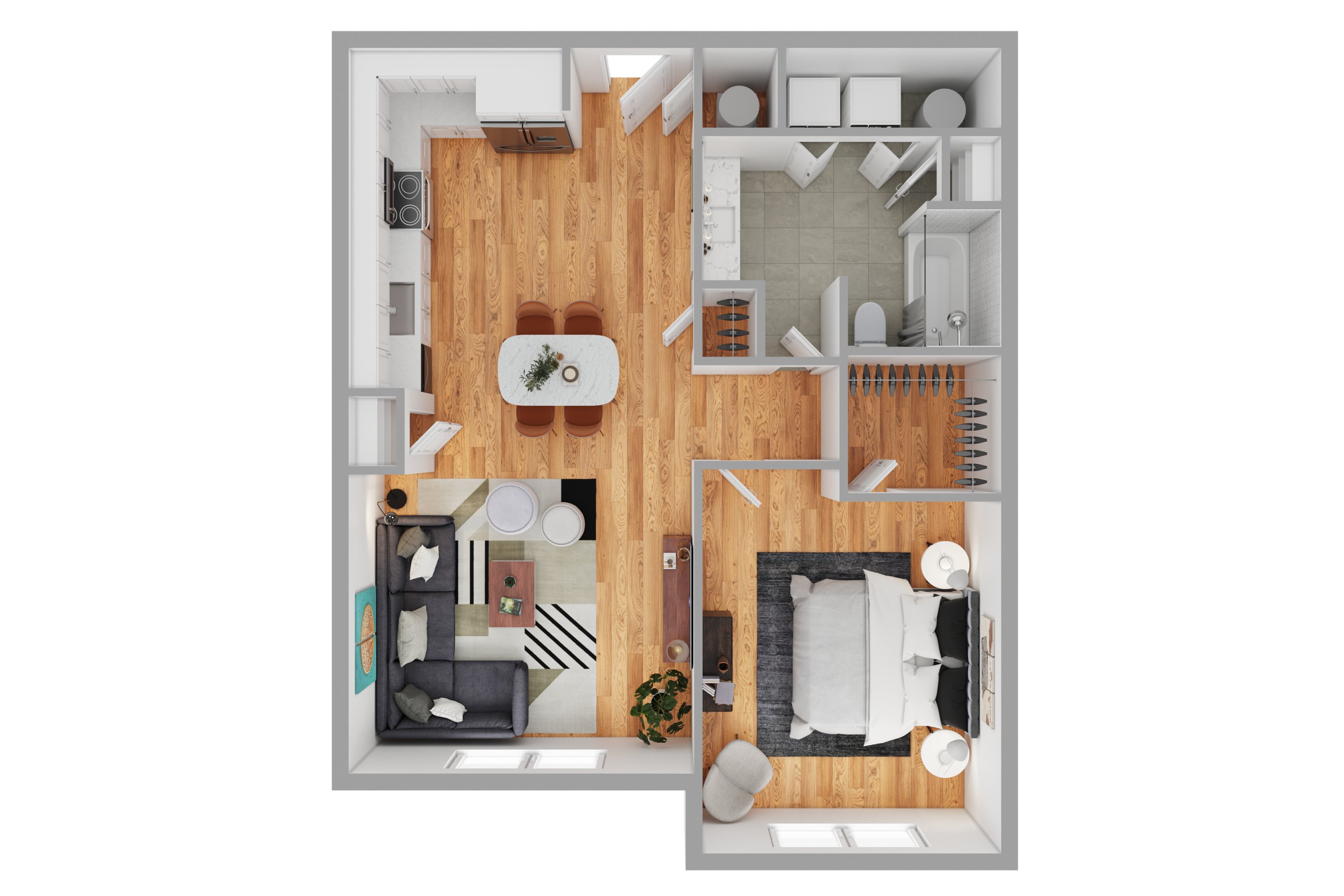 1x1 floorplan layout