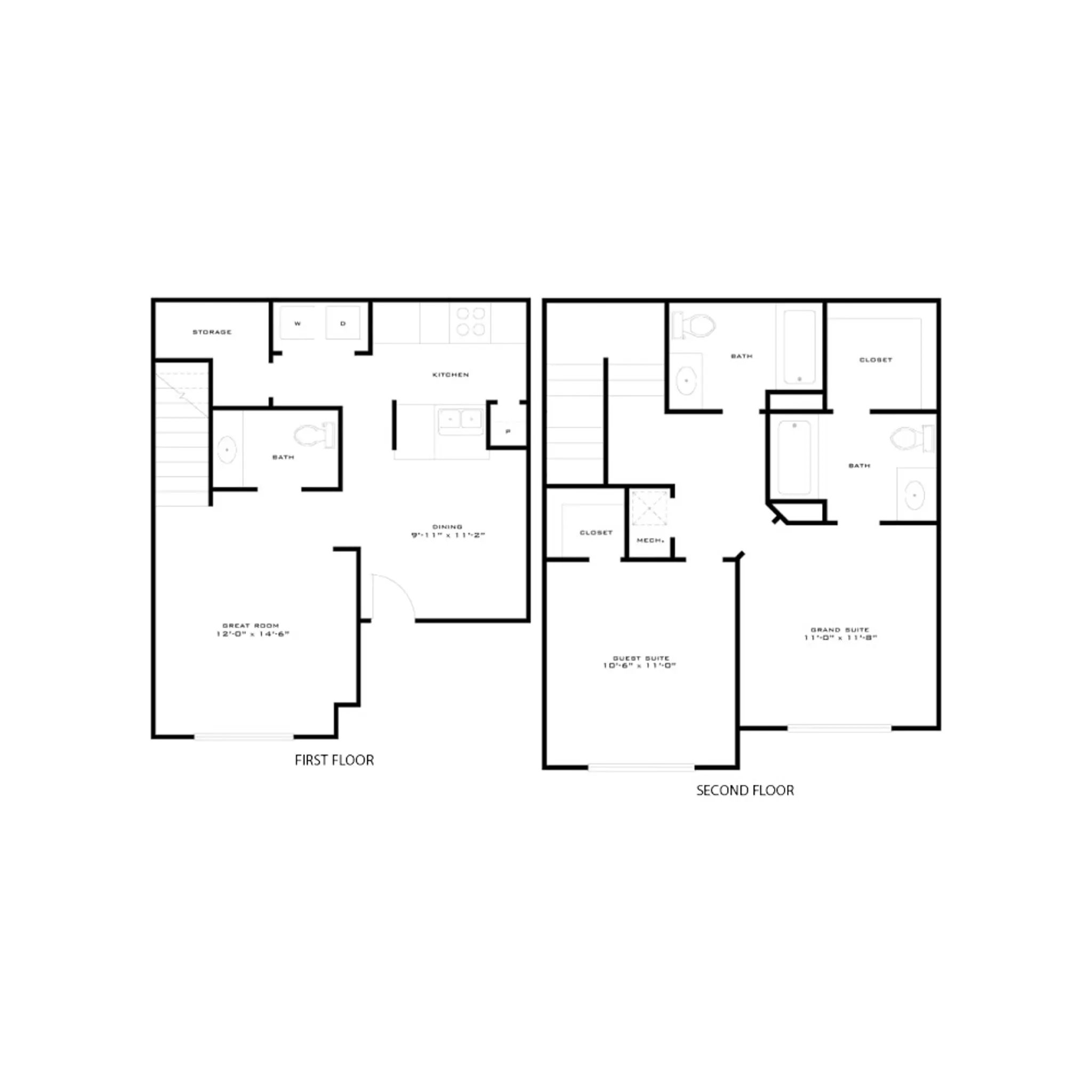 2 x 1.5TH-BTH1 floorplan layout