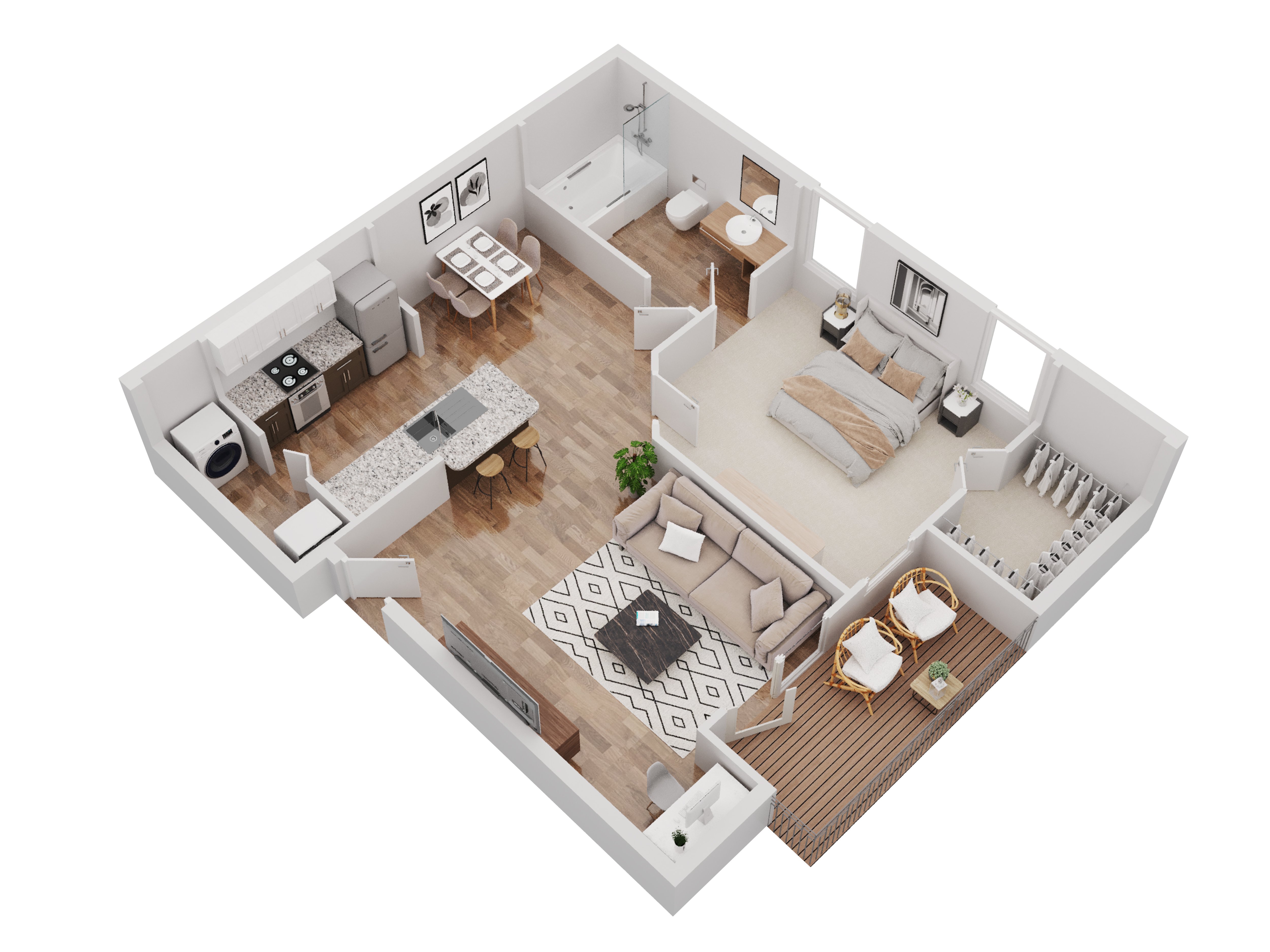 1 Bedroom 1 Bathroom - A1 floorplan layout