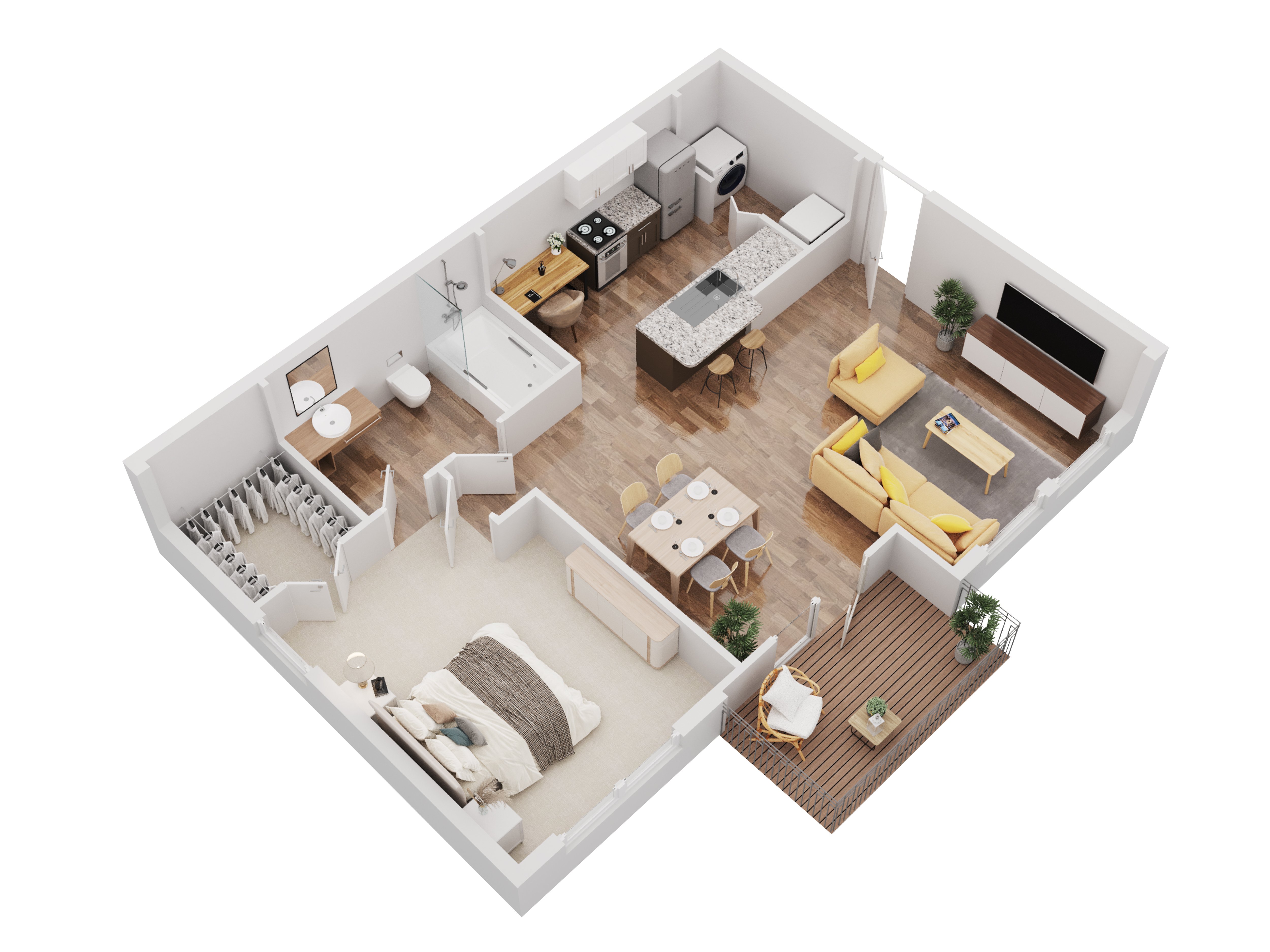 1 Bedroom 1 Bathroom - A2 floorplan layout