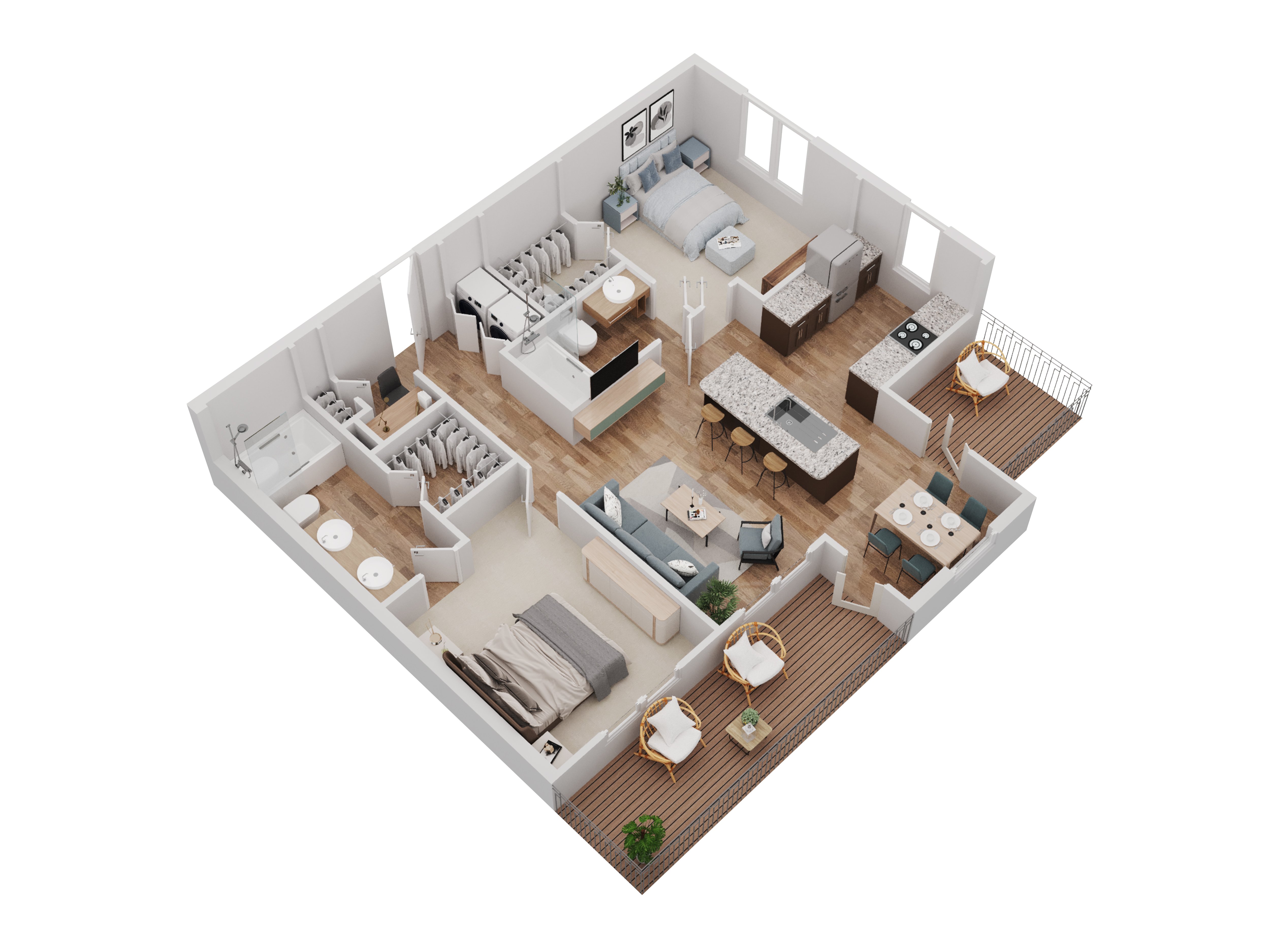 2 Bedroom 2 Bathroom - B2 floorplan layout