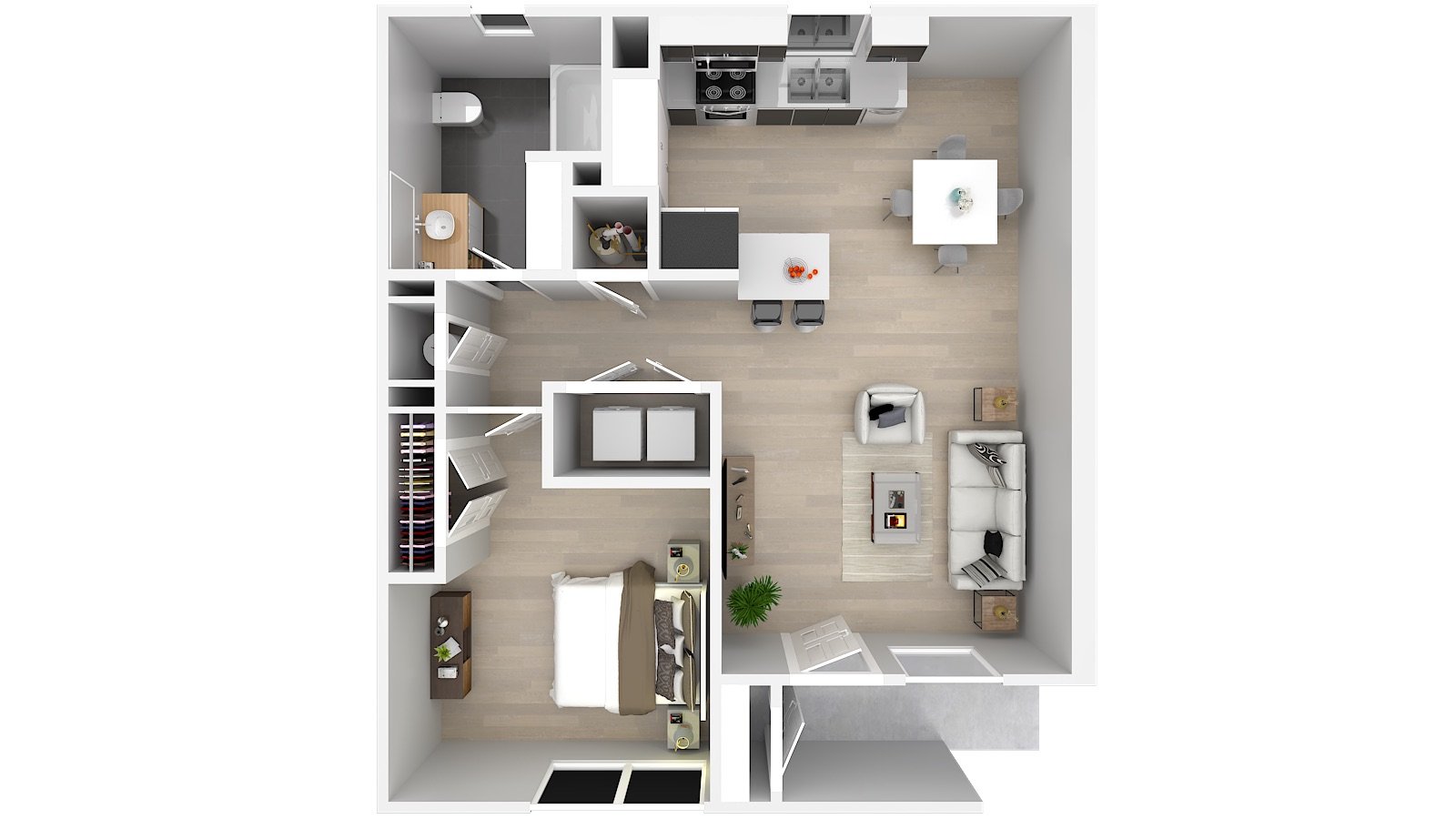 1 Bedroom, 1 Bathroom, Upstairs floorplan layout