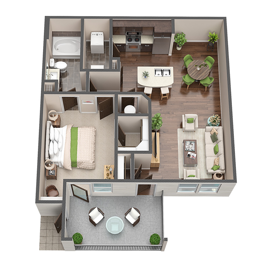 A2-HC - 1x1 floorplan layout