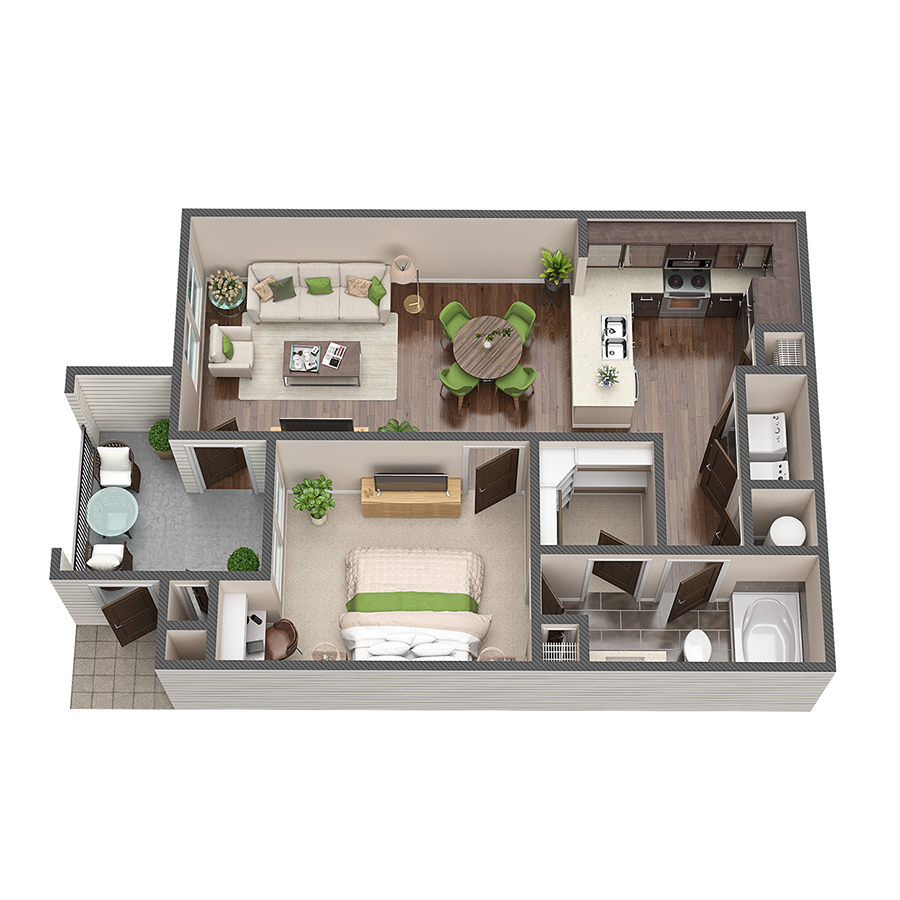A1 - 1x1 floorplan layout