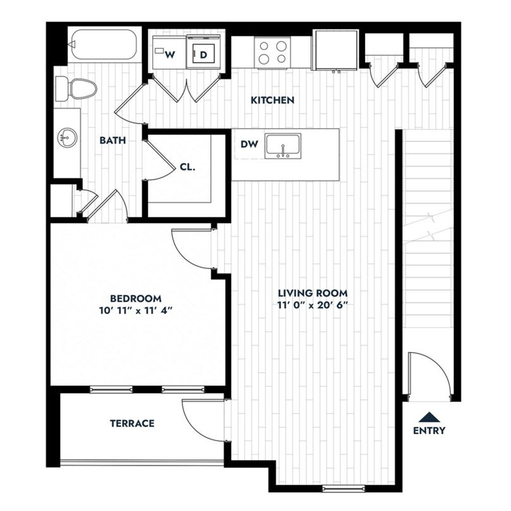1B floorplan layout