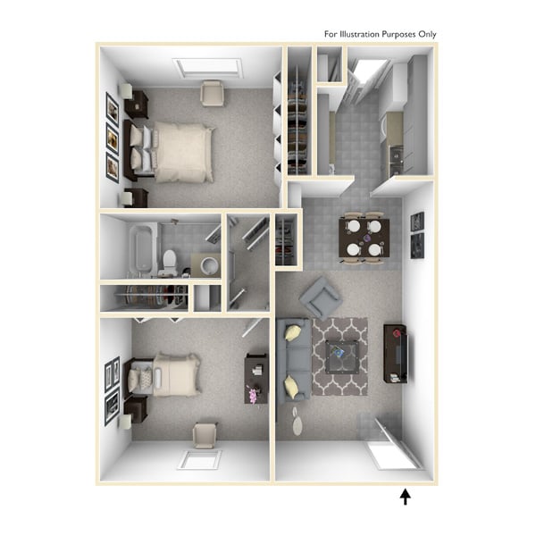 2 bedroom 1 bath floorplan layout