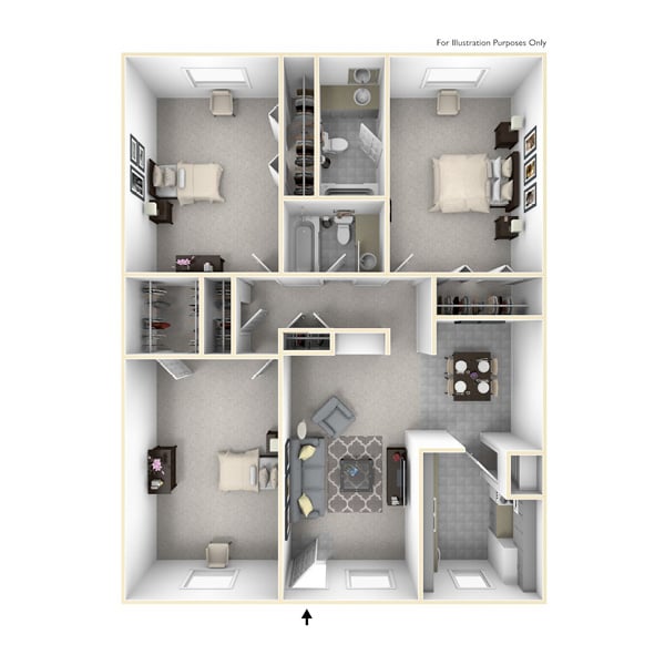 3 bedroom 2 bath floorplan layout