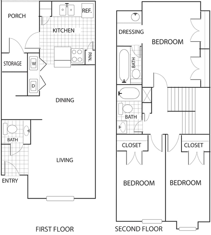 Redwood 3x2.5 TH-C1 floorplan layout
