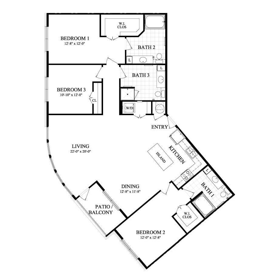 1741sf 3/3 C1 floorplan layout