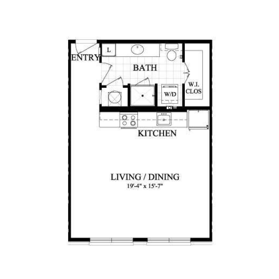 A1 560sf 1/1 floorplan layout