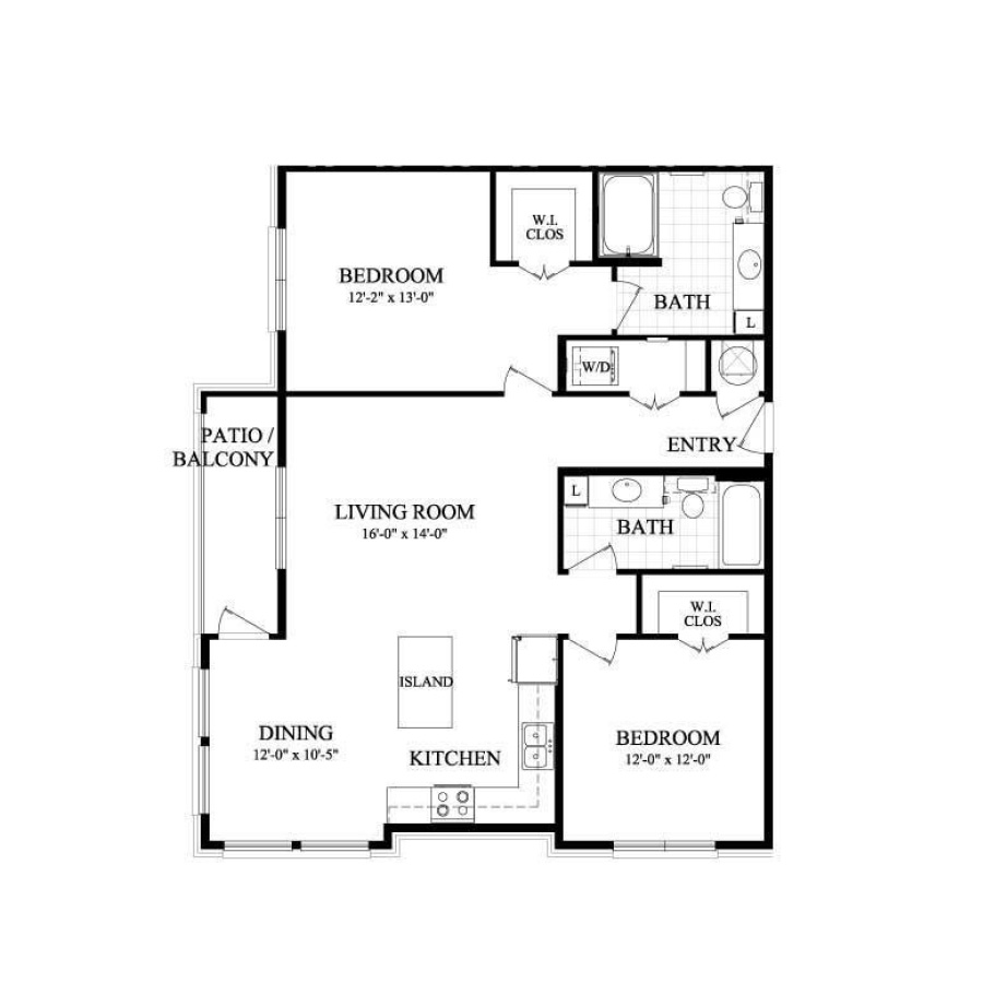 B4 1207sf 2/2 floorplan layout
