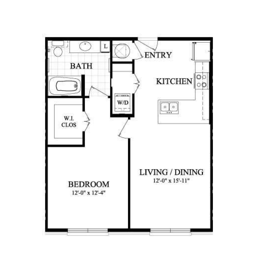 A3 725sf 1/1 floorplan layout