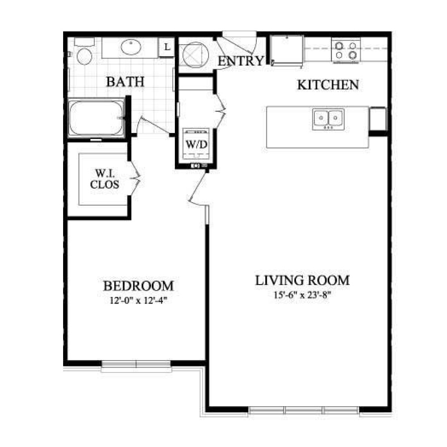 A5 891sf 1/1 floorplan layout