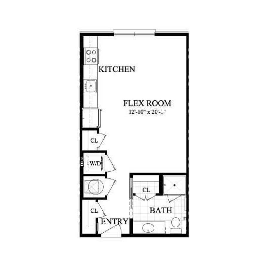 A2 480sf 1/1 floorplan layout
