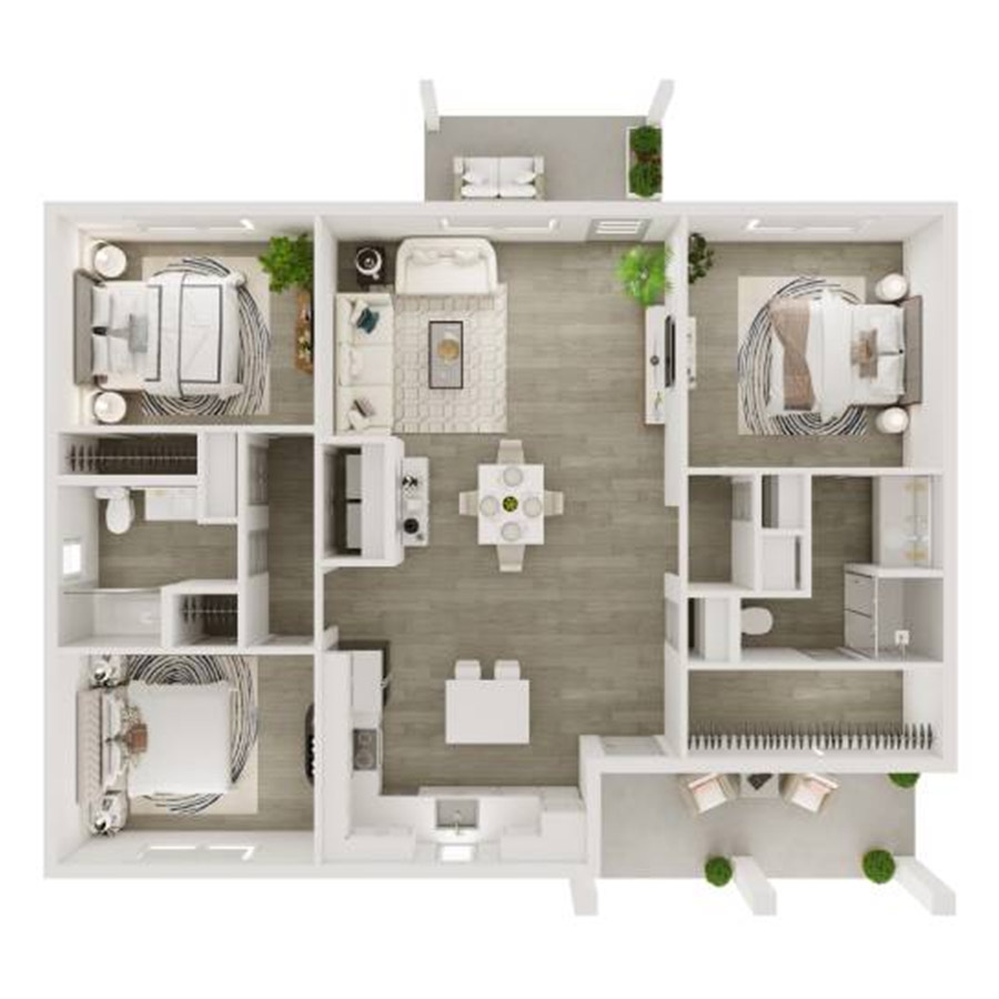 Cottage w/ Back Yard - 3 Bedroom floorplan layout